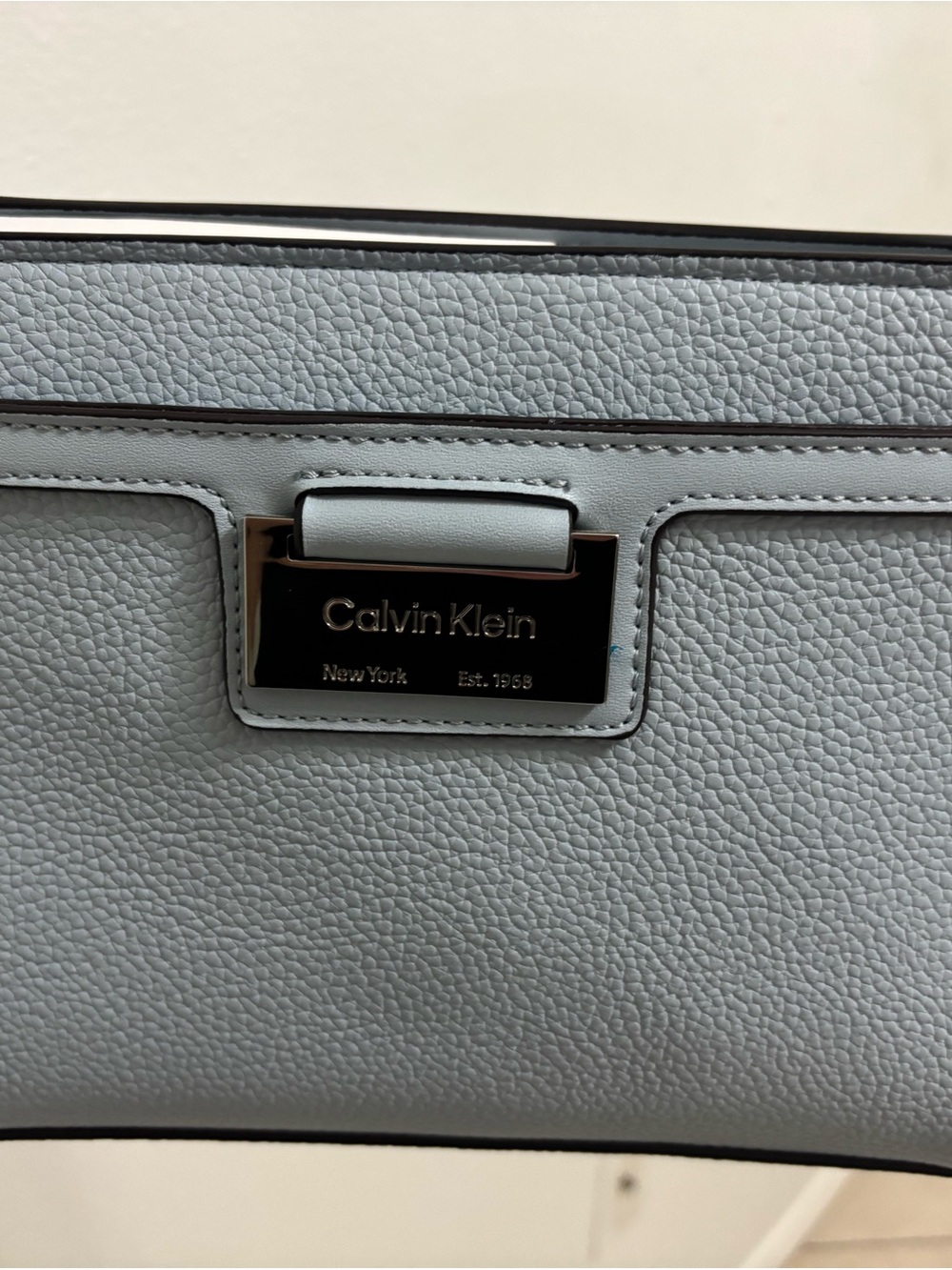 Calvin Klein Women's Pale Blue Pebbled Leather Shoulder Bag